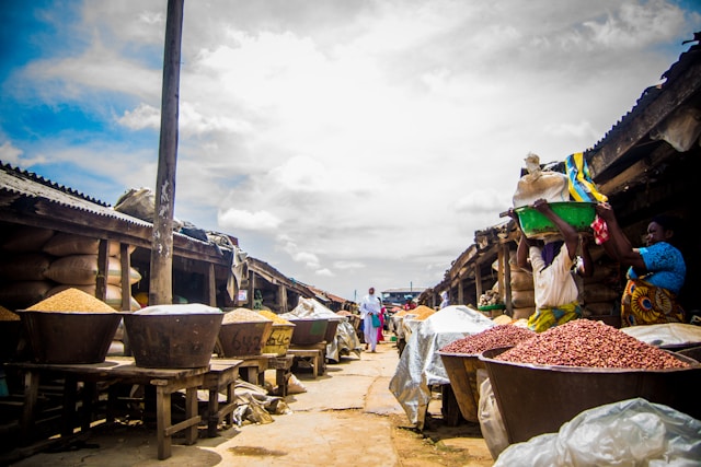 Go to the market to purchase food items to survive in Nigeria